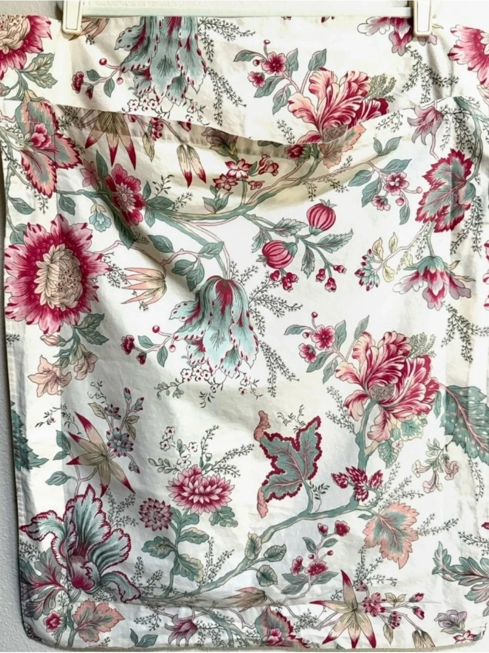 1-Pottery Barn Sz Standard,Floral Cotton in Pink,Green Botanical Country Print